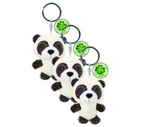 NICI 47537 Schlüsselanhänger 7cm Kleeblatt Symbol - Glücksbringer Panda-Anhänger für Schlüsselband, Schlüsselbund & Schlüsselkette, weiß/schwarz (Packung mit 3)