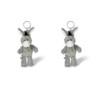 NICI 47868 Schlüsselanhänger Esel mit gesticktem Kleeblatt 10cm, GRAU (Packung mit 2)