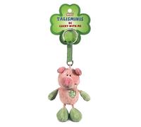 NICI 49382 Schlüsselanhänger Talisminis Schwein 7 cm rosa-grün-Kuscheltieranhänger mit Schlüsselring für Schlüsselband, Schlüsselbund & Schlüsselhalter Glücksbringer Taschenanhänger mit Botschaft