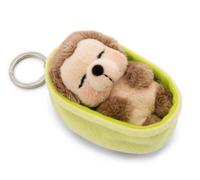 NICI Schlüsselanhänger Sleeping Pets Igel 8cm in Körbchen - braun - Treuer-Begleiter für Rucksack oder Tasche, Schlüsselhalter für klein und Groß | 61603