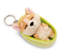 NICI Schlüsselanhänger Sleeping Pets Hund Welsh Corgi – 8 cm im Körbchen – braun