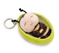 NICI Schlüsselanhänger Sleeping Pets Biene 8cm in Körbchen - gelb - Treuer-Begleiter für Rucksack oder Tasche, Schlüsselhalter für klein und Groß | 61609