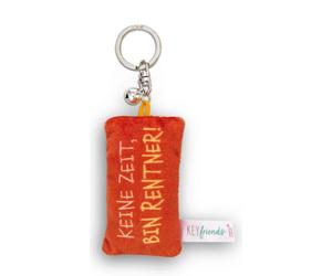 NICI 62105 Schlüsselanhänger Mini Plüschkissen "Keine Zeit, bin Rentner!" mit Glöckchen