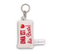 Schlüsselanhänger - mini Plüschkissen Oma ist die Beste 8 cm