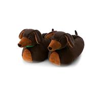 NICI Hausschuhe Dackel 36-39 (M) - braun - Warme Kuscheltier Hausschuhe aus Plüsch für Kinder und Erwachsene, Tier-Schuhe mit Anti-Rutsch Sohle, Slippers