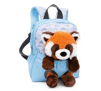 NICI Kinderrucksack blau 2 in 1 mit Kuscheltier Roter Panda 25cm - Kindergartenrucksack Mädchen & Jungen - Weicher Rückenbereich & verstellbare Gurte - 49852