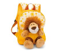 NICI Kinderrucksack gelb 2 in 1 mit Kuscheltier Löwe 25cm - Kindergartenrucksack Mädchen & Jungen - Weicher Rückenbereich & verstellbare Gurte - 49850