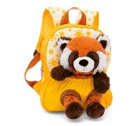 NICI Kinderrucksack gelb 2 in 1 mit Kuscheltier Roter Panda 25cm - Kindergartenrucksack Mädchen & Jungen - Weicher Rückenbereich & verstellbare Gurte - 49854