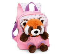 NICI 49853 Rucksack 21x26cm pink mit Plüschtier Rote 25cm-Abnehmbarer Pluschspielzeug Weich Flauschig-Kindergartenrucksack mit Kuscheltier für 2-5 Jährige Jungen und Mädchen, Panda rosa