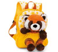 NICI Kinderrucksack gelb 2 in 1 mit Kuscheltier Roter Panda 25cm - Kindergartenrucksack Mädchen & Jungen - Weicher Rückenbereich & verstellbare Gurte - 49854