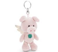 NICI 61189 Schlüsselanhänger Dein Schutzengel Schwein mit Kleeblatt 10cm pink-Plüsch-Begleiter Kuscheltieranhänger mit Schlüsselring für Schlüsselband, Schlüsselbund & Schlüsselhalter
