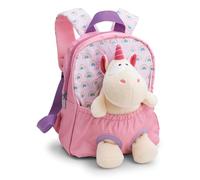 NICI Rucksack mit Plüschtier 21x26cm Einhorn 25cm - rosa - Abnehmbarer Pluschspielzeug Weich Flauschig- Kindergartenrucksack mit Kuscheltier für 2-5 Jährige Jungen und Mädchen - 62691