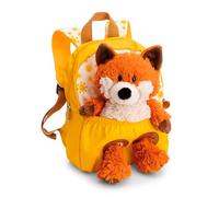 NICI Rucksack mit Plüschtier 21x26cm Fuchs 25cm - gelb - Abnehmbarer Pluschspielzeug Weich Flauschig- Kindergartenrucksack mit Kuscheltier für 2-5 Jährige Jungen und Mädchen - 62693