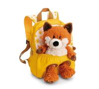 NICI Rucksack mit Plüschtier 21x26cm Fuchs 25cm - gelb - Abnehmbarer Pluschspielzeug Weich Flauschig- Kindergartenrucksack mit Kuscheltier für 2-5 Jährige Jungen und Mädchen - 62693