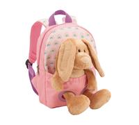 NICI Rucksack 21x26cm rosa mit Plüschtier Hase 25cm - Abnehmbarer Pluschspielzeug Weich Flauschig, Kindergarten Rucksack mit Kuscheltier für Jungen und Mädchen - 61763
