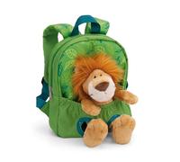 Rucksack mit Plüschtier 21x26cm Löwe 25cm - grün - Abnehmbarer Pluschspielzeug Weich Flauschig, Kindergartenrucksack mit Kuscheltier für Jungen und Mädchen | 61746