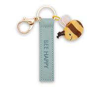NICI Schlüsselanhänger Bee Happy Kunstlederband 10cm mit Biene-türkis-Treuer-Begleiter für Rucksack oder Tasche, Schlüsselhalter für klein und Groß | 62000