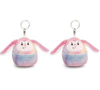 NICI Schlüsselanhänger Chill Hase 8cm-bunt-Plüsch-Begleiter für Rucksack oder Tasche, Kuschel-Anhänger mit Metallring für Schlüsselbund & Schlüsselhalter | 61753 (Packung mit 2)