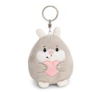 NICI Schlüsselanhänger Chill Hase mit Herz 8cm-grau-Plüsch-Begleiter für Rucksack oder Tasche, Kuschel-Anhänger mit Metallring für Schlüsselbund & Schlüsselhalter | 61754