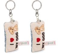 NICI Schlüsselanhänger Mini Plüschkissen I Herz My Dog 8cm mit Glöckchen (Packung mit 2)