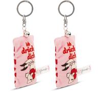 NICI Schlüsselanhänger Mini Plüschkissen Ich drück Dich! 8cm mit Glöckchen (Packung mit 2)