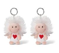 NICI Schlüsselanhänger Schutzengel mit Herz und Glitzerflügeln 7 cm - Glücksbringer Engel für Schlüsselband, Schlüsselbund & Schlüsselkette, Unisex-Kinder - 46121, Weiß (Packung mit 2)