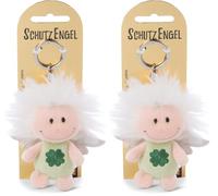 NICI Schlüsselanhänger Schutzengel mit Kleeblatt und Glitzerflügeln 7 cm - Glücksbringer Engel I Schlüsselanhänger für Schlüsselband, Schlüsselbund & Schlüsselkette - 46123, Grün (Packung mit 2)