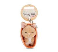 NICI Schlüsselanhänger Sleeping Pets Hase 8cm in Körbchen - braun - Treuer-Begleiter für Rucksack oder Tasche, Schlüsselhalter für klein und Groß | 61604