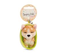 NICI Schlüsselanhänger Sleeping Pets Hund Welsh Corgi – 8 cm im Körbchen – braun