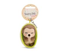 NICI Schlüsselanhänger Sleeping Pets Igel 8cm in Körbchen - braun - Treuer-Begleiter für Rucksack oder Tasche, Schlüsselhalter für klein und Groß | 61603
