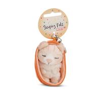 NICI Schlüsselanhänger Sleeping Pets Katze 8cm in Körbchen - beige - Treuer-Begleiter für Rucksack oder Tasche, Schlüsselhalter für klein und Groß | 61607