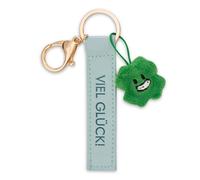 NICI Schlüsselanhänger Viel Glück Kunstlederband 10cm mit Kleeblatt-türkis-Treuer-Begleiter für Rucksack oder Tasche, Schlüsselhalter für klein und Groß | 62016