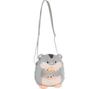 NICI Schultertasche mymochi Hamster Shai 16x17cm - grau - Modische Kawaii-Umhängetasche im niedlichen Plüsch-Design, süße Plüsch-Crossbody Bag - 61819