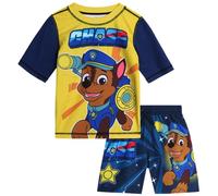 Nickelodeon Paw Patrol Jungen Rashguard-Set - 2-teiliges Chase Marshall TMNT UPF50 Schwimmshirt und Badehose für Kleinkinder und große Kinder, Chase Gelb/Marineblau, 5-6