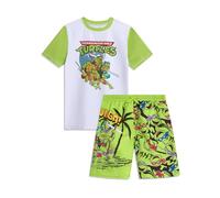 Nickelodeon Paw Patrol Jungen Rashguard-Set - 2-teiliges Chase Marshall TMNT UPF50 Schwimmshirt und Badehose für Kleinkinder und große Kinder, Weiß / Grün Teenage Mutant Ninja Turtles, 5-6