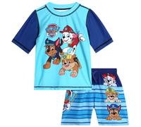 Nickelodeon Paw Patrol UPF 50+ Rash Guard Set Jungen - Chase, Marshall Schwimmshirt und Trunks (2T-7), Paw Patrol Blue Stripe, 4T