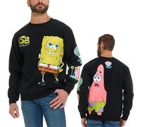 Nickelodeon SpongeBob Patrick Herren Split Fleece Crewneck Sweatshirt mit Stickerei, Schwarz, Medium
