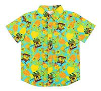 Nickelodeon Spongebob Squarepants Big Boys Hawaiian Button Down Shirt Blue 18-20