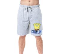 Nickelodeon Spongebob Squarepants Mens' Chillin' Sleep Pajama Shorts (Large) Grey