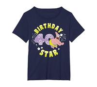 Nickelodeon Spongebob Squarepants Patrick Star 40th Birthday T-Shirt, Damen Große Größen, Marineblau, 1X