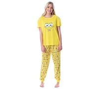 Nickelodeon SpongeBob SquarePants Womens' Faces 2 Piece Jogger Pajama Set (X-Large) Yellow
