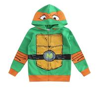 Nickelodeon Teenage Mutant Ninja Turtles Michelangelo Jungen Kapuzen-Sweatshirt mit Reißverschluss für große Kinder, Grün, 6