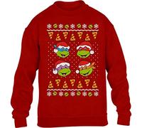 Nickelodeon Ugly Christmas Ninja Turtles Mutant Pizza Kinder Pullover Sweatshirt 152 Rot