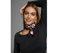 Nickituch LAURA SCOTT, Damen, schwarz, creme, rot, Satin, Polyester, Animalmuster, bedruckt, gestreift, kontrastfarbene Details, leicht durchscheinend, leicht glänzend, Modetücher, im feminin Look mit