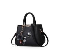 NICOLE & DORIS 2025 Mode Handtaschen für Frauen Umhängetasche Damen Tragetaschen Shopper Elegant Schultertasche PU Leder Tasche Schwarz c