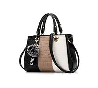 NICOLE & DORIS 2024 Neue Frauen tasche Damen Leder Handtasche Mode Umhängetasche Mit Pompon abnehmbarem Schultergurt handtasche Schwarz