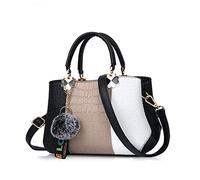 NICOLE & DORIS 2024 Neue Frauen Tasche Damen Leder Handtasche Mode Umhängetasche Mit Pompon abnehmbarem Schultergurt Handtasche Schwarz