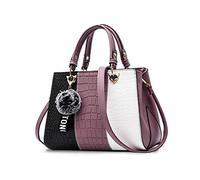 NICOLE & DORIS 2025 Neue Frauen Tasche Damen Leder Handtasche Mode Umhängetasche Mit Pompon abnehmbarem Schultergurt Handtasche Lila