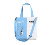 NICOLE & DORIS Damen A4 Handtasche Groß Canvas Tasche Shopping Umhängetasche Henkeltasche 15" Laptoptasche für die Schule Blau Weiss
