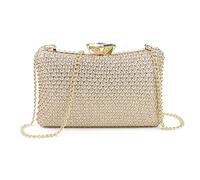 NICOLE & DORIS Damen Abendtasche Clutch Handtaschen Elegant Umhängetasche Kleine Kettentasche Glitzer Tasche für Hochzeit Party Freizeit Gold
